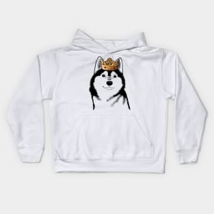 Alaskan Klee Kai Dog King Queen Wearing Crown Kids Hoodie